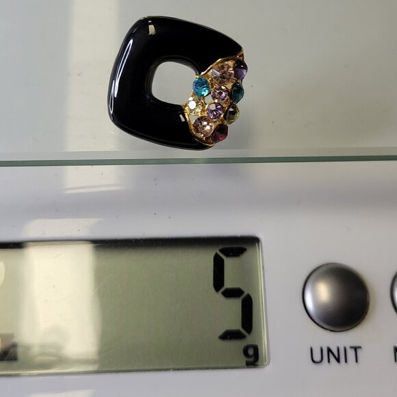 Black Square Earrings With Colorful Crystals - Picture 8 of 9